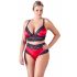 Cottelli Plus Size - Lace Satin Bra Set (Black-Red)  - 3XL