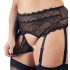 Cottelli Plus Size - Lace Lingerie Set with Rhinestones (Black) 