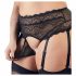 Cottelli Plus Size - Lace Lingerie Set with Rhinestones (Black) 