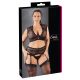 Cottelli Plus Size - Lace Lingerie Set with Rhinestones (Black)  - 2XL