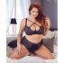 Cottelli Plus Size - Cross-strap Bra and Panty (Black) - 85E/L