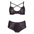 Cottelli Plus Size - Cross-strap Bra and Panty (Black) - 85E/L