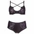 Cottelli Plus Size - Cross-strap Bra and Panty (Black) - 85E/L