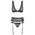 Obsessive Emperita - Embroidered Lingerie Set (Black) 