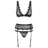 Obsessive Emperita - Embroidered Lingerie Set (Black) 