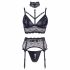 Cottelli Bondage - Lace Lingerie Set with Handcuffs (Black) 