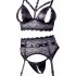 Cottelli Bondage - Lace Lingerie Set with Handcuffs (Black) 