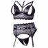 Cottelli Bondage - Lace Lingerie Set with Handcuffs (Black) 