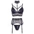 Cottelli Bondage - Lace Lingerie Set with Handcuffs (Black)  - XL