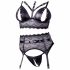 Cottelli Bondage - Lace Lingerie Set with Handcuffs (Black)  - XL