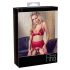 Abierta Fina - Shimmering Chain Lingerie Set (Red)  - M