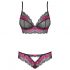 Obsessive Tulia - Lace Lingerie Set (Black-Pink) 