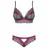 Obsessive Tulia - Lace Lingerie Set (Black-Pink) 