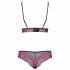 Obsessive Tulia - Lace Lingerie Set (Black-Pink) 