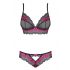 Obsessive Tulia - Lace Lingerie Set (Black-Pink)  - L/XL