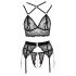 Abierta Fina Lace Lingerie Set (Black) 