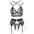 Abierta Fina - Lace Lingerie Trio (Black)