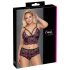 Cottelli Plus Size - Floral Bra Set (Black-Purple) 