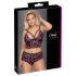 Cottelli Plus Size Floral Bra Set (Black-Purple)