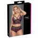 Cottelli Plus Size - Floral Bra Set (Black-Purple) 