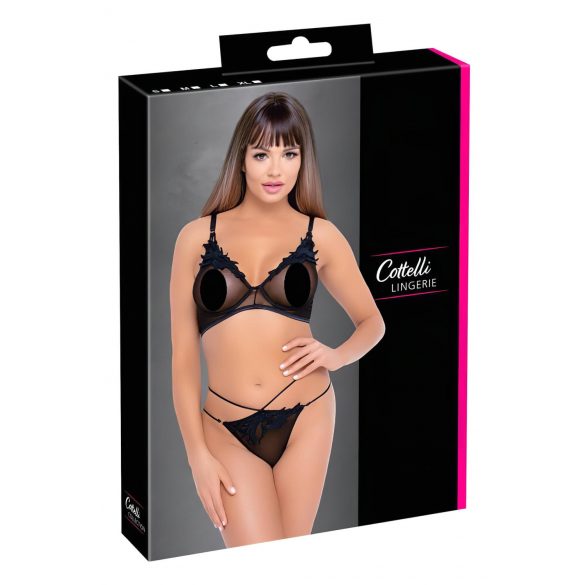 Cottelli - Transparent Lace Bra Set (Black)