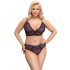 Cottelli Curves Plus Size - Transparent Patterned Bra Set (Purple) 