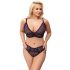 Cottelli Curves Plus Size - Transparent Patterned Bra Set (Purple) 