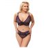 Cottelli Curves Plus Size - Transparent Patterned Bra Set (Purple) 