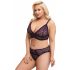 Cottelli Curves Plus Size - Transparent Patterned Bra Set (Purple) 