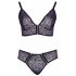 Cottelli Curves Plus Size - Transparent Patterned Bra Set (Purple) 