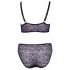 Cottelli Curves Plus Size - Transparent Patterned Bra Set (Purple)  - 2XL