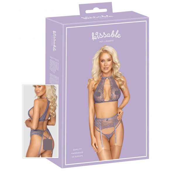 Kissable - lace lingerie set (purple) - L/XL