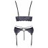 Cottelli - 3-Piece Lace Lingerie Set (Black-Purple) 