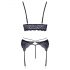 Cottelli - 3-Piece Lace Lingerie Set (Black-Violet)