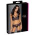 Cottelli - 3-Piece Lace Lingerie Set (Black-Violet) - M