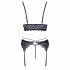 Cottelli - 3-Piece Lace Lingerie Set (Black-Purple)  - M