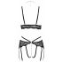 Abierta Fina - Open Lace Bra Set (Black)  - XL