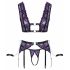 Cottelli Bondage - Lingerie Set with Hand Restraints (Black-Purple) 