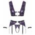 Cottelli Bondage - Black & Purple Lingerie Set with Handcuffs