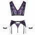 Cottelli Bondage - lingerie set with hand restraints (black-purple) - M