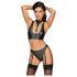 Cottelli Bondage - Shiny Bra Set with Handcuffs (Black) - M