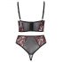 Cottelli Plus Size - Bra and Garter Set (Black-Red) 