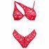 Obsessive Atenica - lace cross-strap lingerie set (red) - M/L