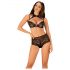 Obsessive Elizenes - Patterned, Sheer Bra Set (Black) 