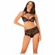 Obsessive Elizenes - Patterned, Sheer Bra Set (Black) 