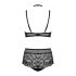 Obsessive Elizenes - Patterned, Sheer Bra Set (Black) 