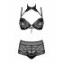 Obsessive Elizenes - Patterned, Sheer Bra Set (Black)  - L/XL