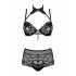 Obsessive Elizenes - Patterned, Sheer Bra Set (Black)  - L/XL