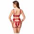 Cottelli Bondage - Shiny Bra Set with Handcuffs (Red) - M