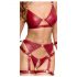 Cottelli Bondage - Shiny Bra Set with Handcuffs (Red) - M